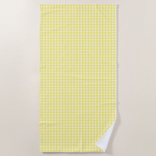 Pastel Yellow Gingham Pattern Strandlaken (Voorkant)