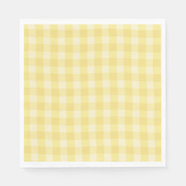 Pastel Yellow Gingham Print Plaid Servet
