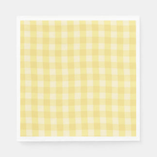 Pastel Yellow Gingham Print Plaid Servet