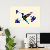 Pastel Yellow Gorgeous Hummingbird/Hibiscus Poster (Thuiskantoor)
