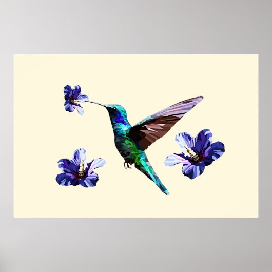 Pastel Yellow Gorgeous Hummingbird/Hibiscus Poster (Voorkant)