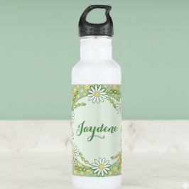 Pastel Yellow Green Custom Daisy Waterfles