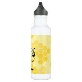 Pastel Yellow Honeycomb Cute Bee Personalised Waterfles (Rechts)