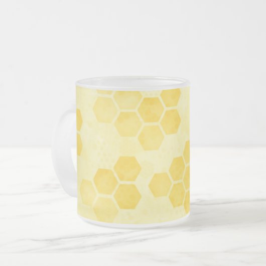 Pastel Yellow Honeycomb Pattern Matglas Koffiemok (Voorkant links)