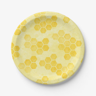 Pastel Yellow Honeycomb Pattern Papieren Bordje