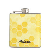 Pastel Yellow Honeycomb Pattern Personalised Heupfles (Voorkant)