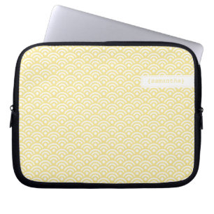 Pastel Yellow Japanese Seigaiha Pattern Laptop Sleeve