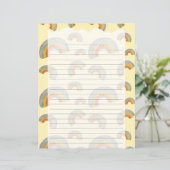 Pastel Yellow Kawaii Rainbow Stationery Paper (Staand voorkant)