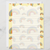 Pastel Yellow Kawaii Rainbow Stationery Paper (Voorkant)