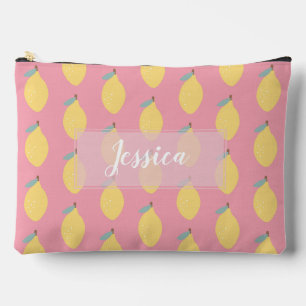 Pastel Yellow Lemons Patroon op roze, aangepast Etui