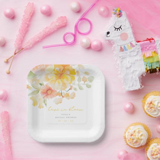 Pastel Yellow Love in Bloom Vrijgezellenfeest Papieren Bordje (Feest)