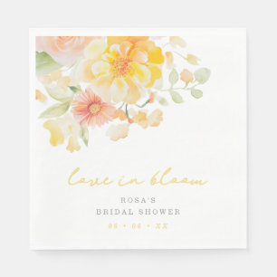 Pastel Yellow Love in Bloom Vrijgezellenfeest Servet