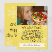 Pastel Yellow Merry kerst Foto Holiday Kaart (Voorkant / Achterkant)
