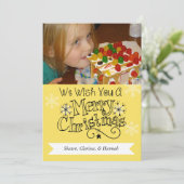 Pastel Yellow Merry kerst Foto Holiday Kaart (Staand voorkant)
