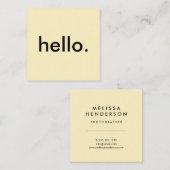 Pastel Yellow Minimalist Hallo Vierkante Visitekaartje (Voorkant / Achterkant)