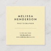 Pastel Yellow Minimalist Hallo Vierkante Visitekaartje (Achterkant)