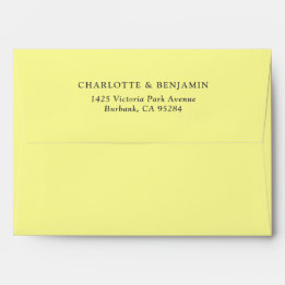 Pastel Yellow Modern Custom Wedding 5.25x7.25 Envelop