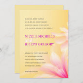 Pastel Yellow Pink Floral Wedding Invitation Kaart (Voorkant / Achterkant)