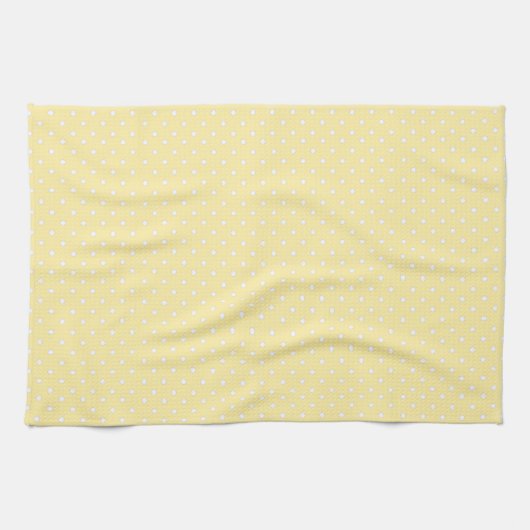 Pastel Yellow Polka Dot Pattern Theedoek (Horizontaal)