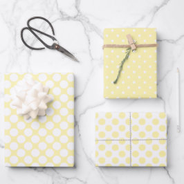 Pastel Yellow Polka Dot Spring Inpakpapier Vel