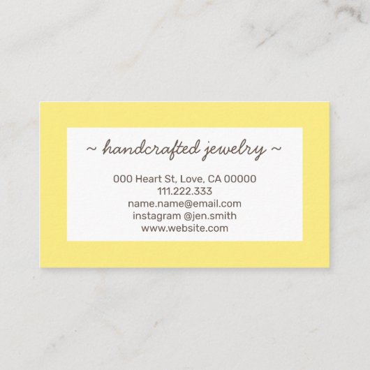 Pastel Yellow Polka Dots met gedopte handgemaakte  Visitekaartje (Achterkant)