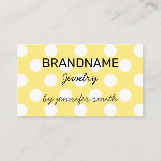 Pastel Yellow Polka Dots met gedopte handgemaakte  Visitekaartje (Voorkant)
