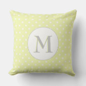 Pastel Yellow Polka stipt Patroon met monogram Kussen (Voorkant)