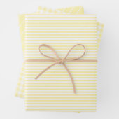 Pastel Yellow Pset Striped Spring Inpakpapier Vel (In situ)