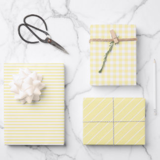 Pastel Yellow Pset Striped Spring Inpakpapier Vel