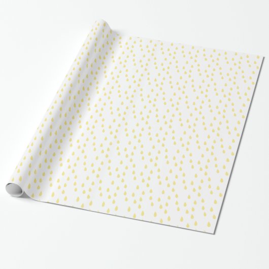 Pastel Yellow Simple Modern Raindrops Patroon Cadeaupapier (Uitgerold)