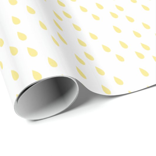 Pastel Yellow Simple Modern Raindrops Patroon Cadeaupapier (Rol Hoek)