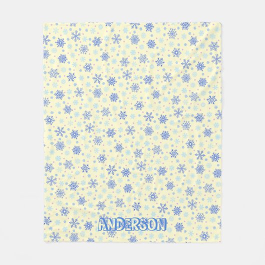 Pastel Yellow Snowflakes Aangepaste naam Cute Eleg Fleece Deken (Voorkant)