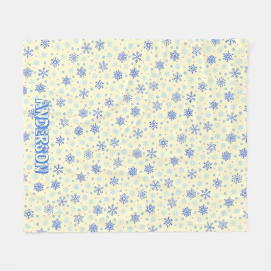 Pastel Yellow Snowflakes Aangepaste naam Cute Eleg Fleece Deken (Voorkant (Horizontaal))
