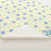 Pastel Yellow Snowflakes Cute Elegant Custom Name Sherpa Deken (3/4)