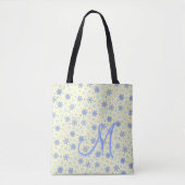 Pastel Yellow Snowflakes Moderne elegante monogram Tote Bag (Voorkant)