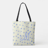 Pastel Yellow Snowflakes Moderne elegante monogram Tote Bag (Achterkant)