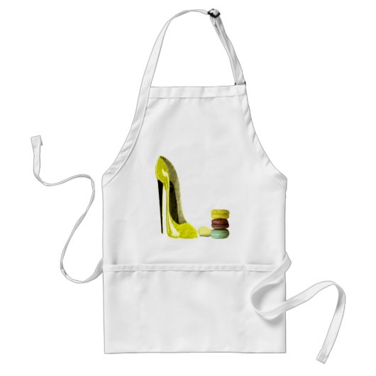 Pastel Yellow Stiletto en Franse Macaroons Art Standaard Schort (Voorkant)
