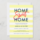 Pastel Yellow Stripes Blue Housewarming Party Kaart (Voorkant)