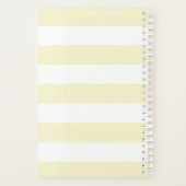 Pastel Yellow Stripes met Butterflies Monogram Planner (Achterkant)