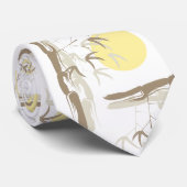 Pastel Yellow Sunrise Oriental Bamboo Tree Garden Stropdas (Opgerold)