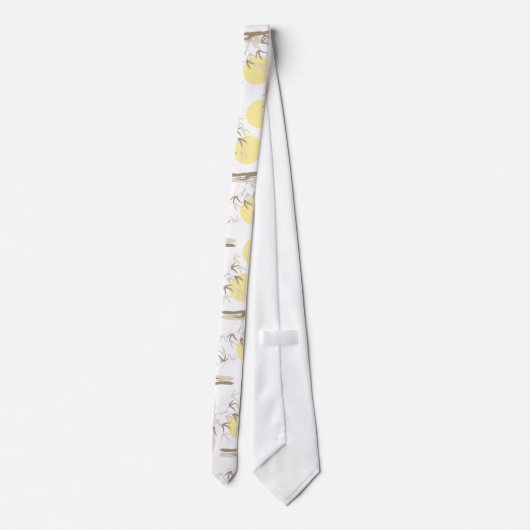 Pastel Yellow Sunrise Oriental Bamboo Tree Garden Stropdas (Achterkant)