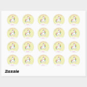 Pastel Yellow Unicorn Birthday Party Ronde Sticker (Vel)