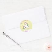 Pastel Yellow Unicorn Birthday Party Ronde Sticker (Envelop)