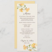 Pastel Yellow Waterverf Floral Weddenschap Recepti Menu (Voorkant / Achterkant)