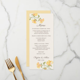 Pastel Yellow Waterverf Floral Weddenschap Recepti Menu