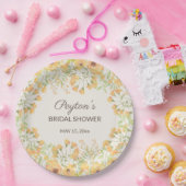 Pastel Yellow Waterverf Flowers Vrijgezellenfeest  Papieren Bordje (Feest)