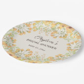 Pastel Yellow Waterverf Flowers Vrijgezellenfeest  Papieren Bordje (Gekanteld)