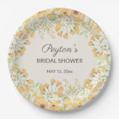 Pastel Yellow Waterverf Flowers Vrijgezellenfeest  Papieren Bordje (Voorkant)