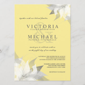 Pastel Yellow White Floral Wedding Invitations Kaart