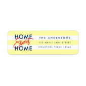 Pastel Yellow White Stripes Blue Home Sweet Home Etiket (Voorkant)